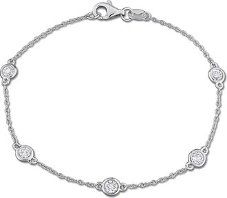 Mimi & Max Created Forever 3/4ct TW Lab-Grown Diamond Station Bracelet Sterling Silver