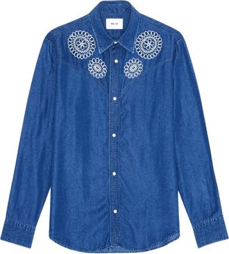 Nn.07 Camicia denim con ricamo - Blu