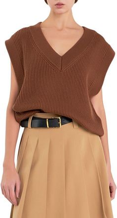 English Factory Throw On Sweater Vest in Chocolate at Nordstrom, Size X-Small