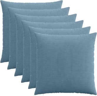 vidaXL Funda De Almohada 6 Uds. Heerlen Azul 80 X 80 Cm Pana Vidaxl