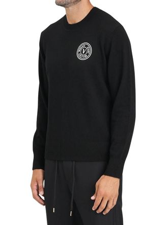 Versace Jeans Couture Crew Neck Logo Knit - Black
