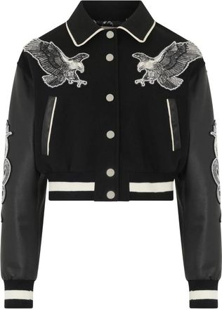 Philipp Plein Varsity Jacket Tattoo Strass - Dames - Bomber jackets - Zwart - S - Wol - Jassen