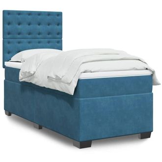 vidaXL Vidaxl - Cama Box Spring Con Colch&oacute;n Terciopelo Azul Oscuro 80x200 Cm