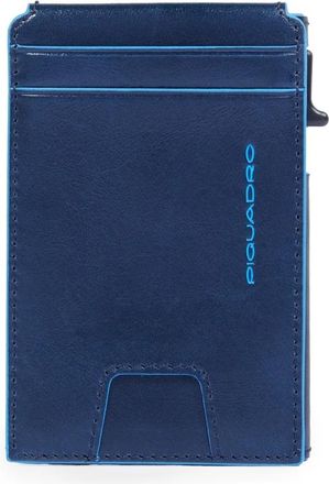 Piquadro Pop-up kaarthouder met uitklapbaar ID-venster - unisex - Portefeuilles - Blauw - ONE Size - Leer - Accessoires