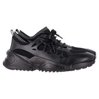 Ferragamo Pre-owned Womens Raintop Low-Top Sneakers in Black Mixed-Media Leather - Size UK 7
