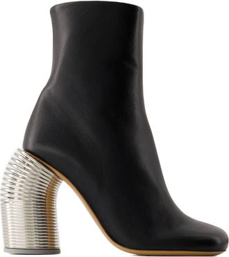 Off-white Womens Silver Spring Ankle Boot Black Leather