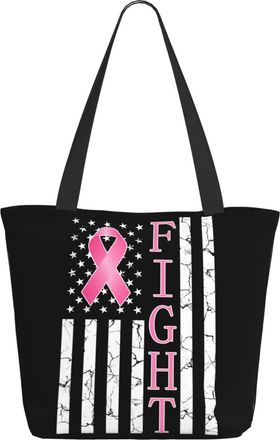 AOOEDM America Flag Fight Breast Cancer Ladies Shopping Bag 13x11x7in.The Perfect ValentineS Day Gift.It Is The Best ValentineS Day Gift For Mom, Daughter, W