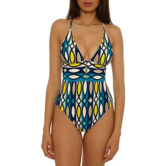 Trina Turk Paros Empire Waist One-Piece Swimsuit in Multi at Nordstrom, Size 12
