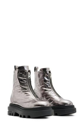 AllSaints Othello Lug Sole Bootie in Gunmetal Grey at Nordstrom, Size 7Us