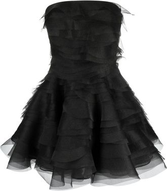Ana Radu ruffled organza minidress - women - Polyester - S - Black