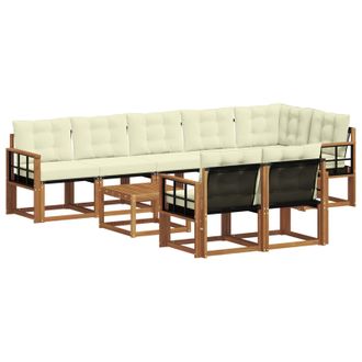 vidaXL Conjunto De Sof&aacute;s De Exterior Con Coj&iacute;n 9 Pcs Natural Y Crema Vidaxl