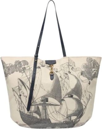 Inou&iuml; Editions Grand sac shopping - Dames - Shoppers - Beige - ONE Size - Leer - Tassen