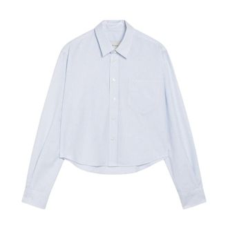 Ami Quota Cropped Classic Fit Shirt - female - Ami Paris - Shirts - Blue - XS - Blouses & Shirts