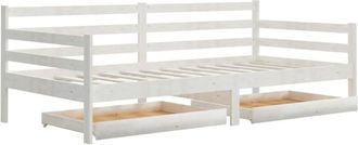 vidaXL Sof&aacute; Cama Con Cajones Madera De Pino Maciza Blanco 90x200 Cm Vidaxl