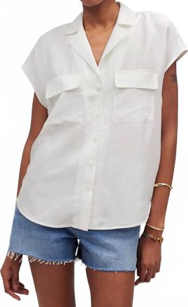 Madewell Silk Drapey Patch Pocket Sleeveless Shirt In Lighthouse