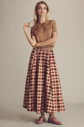 Maeve The Jacie Poplin Printed Maxi Skirt by Maeve