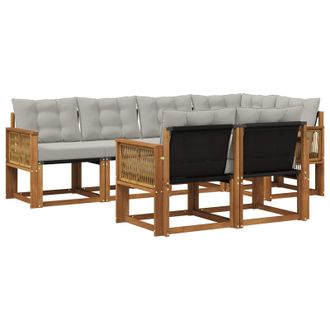 vidaXL Conjunto De Sof&aacute;s De Exterior 7 Pcs Natural Y Gris Claro Vidaxl