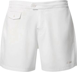 MC2 Saint Barth Capferrat Zwemshorts met Elastische Zij en Borduursel - Heren - Strandmode - Wit - 2XL - Polyester - Badmode