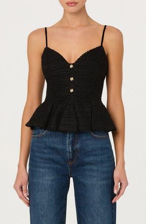ASTR the Label Paislee Texture Peplum Top in Black at Nordstrom, Size Medium