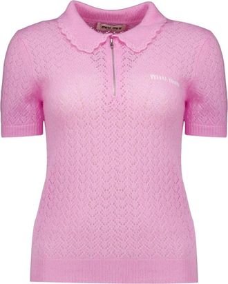 Miu Miu Cashmere en Zijde Polo - Dames - Polos - Roze - S - Kasjmier - Tops