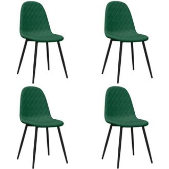 vidaXL Vidaxl - Sillas De Comedor 4 Unidades Terciopelo Verde Oscuro