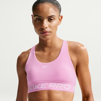 Nike Womens Nike Pro 365 Light-Support Non-Padded Sports Bra in Pink | IQ1035-621