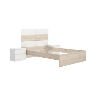 Dmora Dmora - Cama Doble Alina, Sommier Para Dormitorio, Estructura De Cama Por Habitaci&oacute;n, Estructura Del Sostenedor Del Colch&oacute;n, 267x205 H122 Cm, Blanco Y