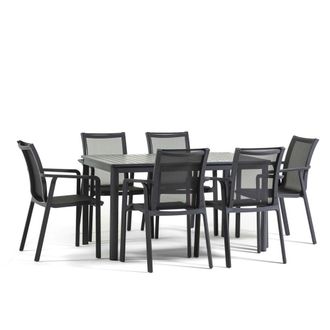 Siediti Fuori e Dentro Set comedor en resina 6 plazas con mesa y sillas gris pizarra