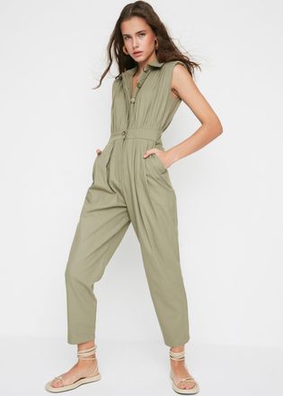 Trendyol Effen Shirtkraag Overalls