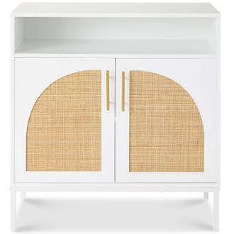Best Choice Products Arched 2-Door Rattan Cabinet, Sideboard, Buffet, w/ Cord Cutout, Adjustable Storage Shelf