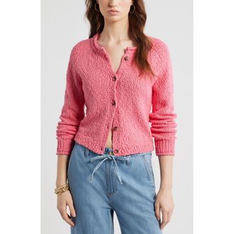 Treasure & Bond Fitted Textured Cotton Cardigan in Pink Lemonade at Nordstrom, Size Xx-Small