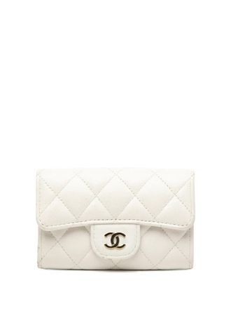 Chanel 2021-2025 CC Quilted Caviar Flap card holder - Bianco