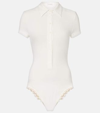 Magda Butrym Crochet-trimmed cotton-blend bodysuit