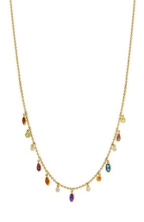 Effy 14K Yellow Gold Diamond Multi Gemstone Fringe Necklace in 14K Gold at Nordstrom, Size 18