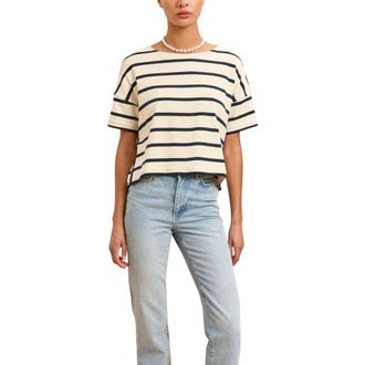 La Ligne Short Sleeve Breton Tee in Ecru/navy at Nordstrom, Size X-Small