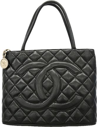 Chanel Black Grained Calfskin Tote Bag (Pre-Owned)