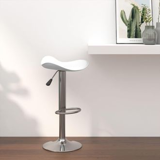 vidaXL Taburete De Cocina De Acero Cromado Y Cuero Artificial Blanco Vidaxl