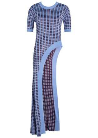 Paco Rabanne Patterned Fine-knit Midi Dress - Blue - XS (UK6 / XS)