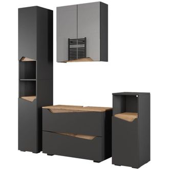 Vicco Set di mobili da bagno Marelle, Antracite/Artisan, 4 parti, Vicco