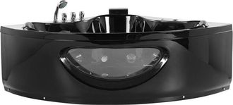 Beliani Beliani - Ba&ntilde;era De Hidromasaje Esquinera De Acr&iacute;lico Negro Led 138 Cm Moderno Jets De Masaje Tocoa