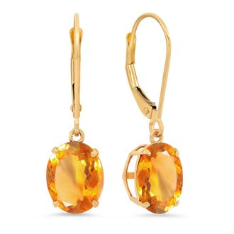 MAX + STONE 14K Yellow Gold 8X10mm Oval Gemstone Dangle Earrings