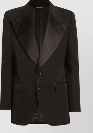 Dolce & Gabbana satin lapel blazer structured shoulders straight hem