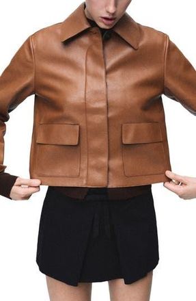 Mango Sabina Faux Leather Jacket in Medium Brown at Nordstrom Rack, Size X-Small