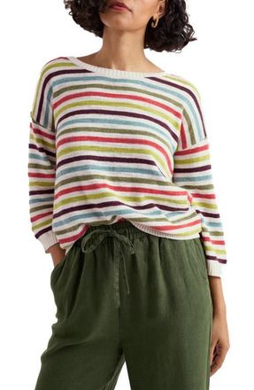 Seasalt Cornwall Knavock Stripe Organic Cotton & Linen Sweater in Mini Cornish Carnelian Multi at Nordstrom, Size 14 Us