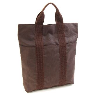 Herm&egrave;s Her Line Brown Canvas Handbag Tote Bag (Pre-Owned)