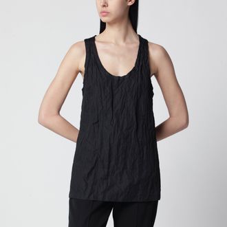 Toteme Black crinkled cotton tank top