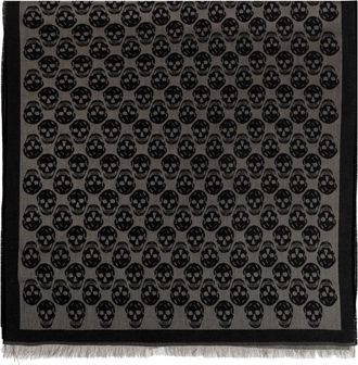 Alexander McQueen Printed Scarf - Heren - Sjaals - Grijs - ONE Size - Katoen - Accessoires