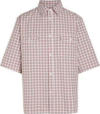 Willy Chavarria Corcoran Checked Twill Shirt - Red And White - XL