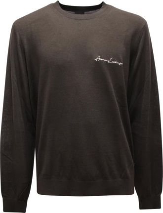 Armani Sweatshirts, male, Green, Size: XL Wool Blend Crew Neck Sweater