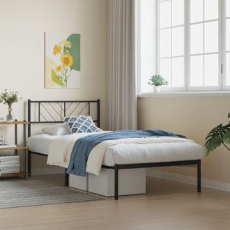 vidaXL Estructura Cama Sin Colch&oacute;n Con Cabecero Metal Negro 90x190 Cm Vidaxl